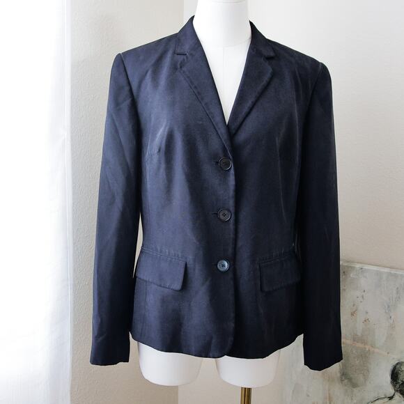Ann Taylor Navy Blue Silk Blazer size 8 M - Picture 1 of 3